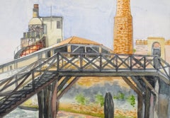 Paisaje urbano de París - Acuarela original sobre papel de Jane Levy - Finales de 1900