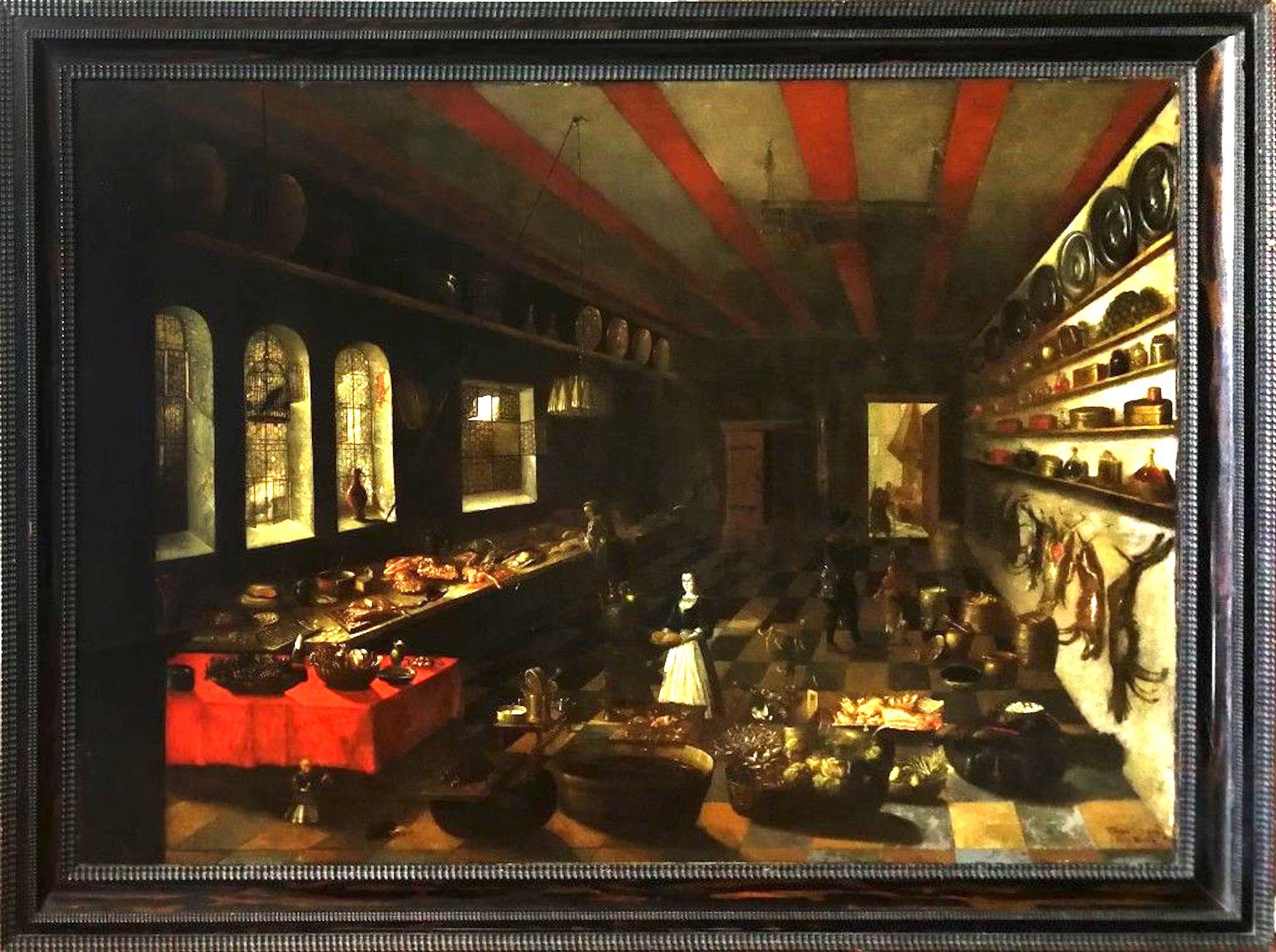 Interieur-Szene mit Küche – Öl auf Leinwand – 1659