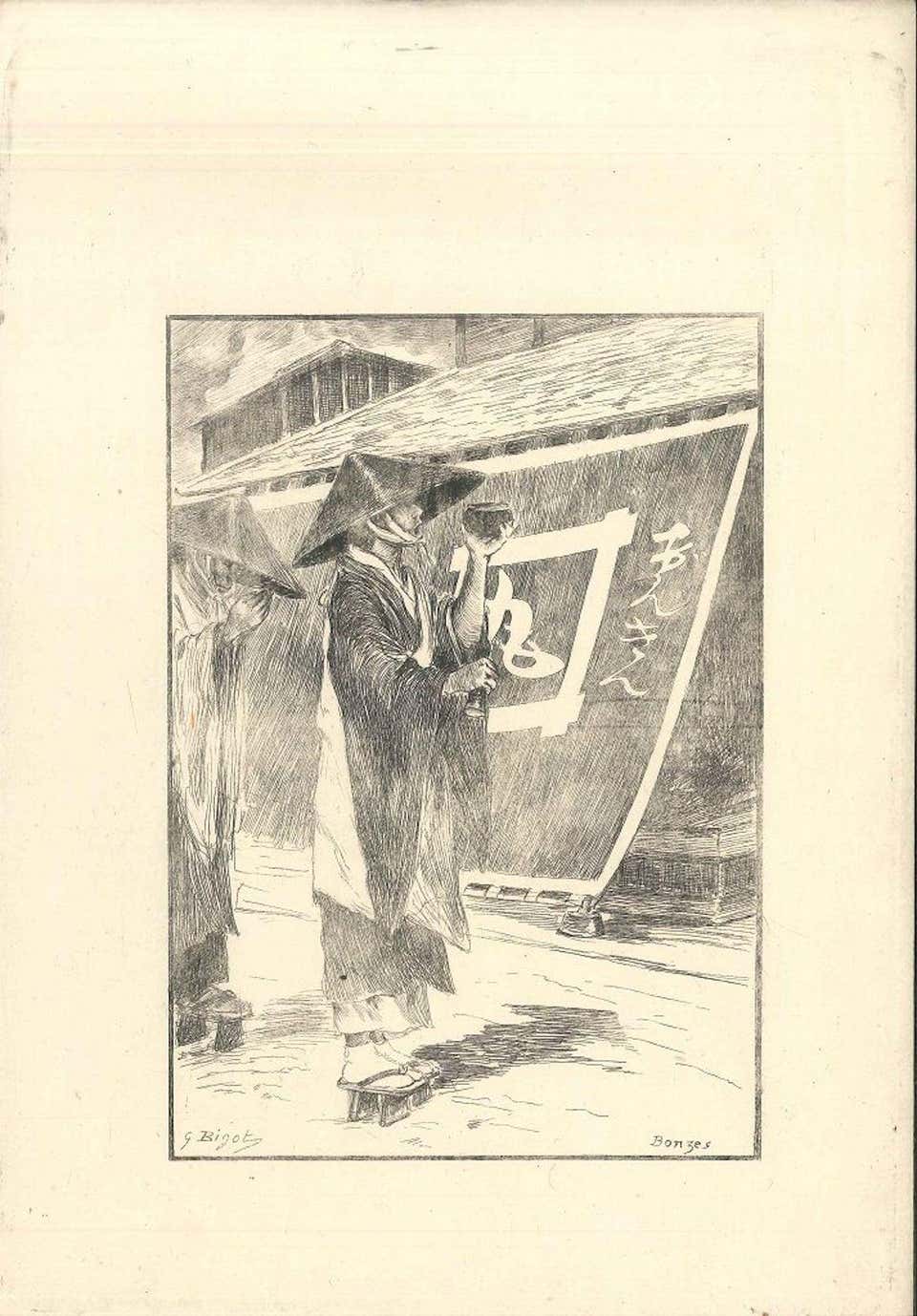 Ferdinand Bigot Gendarme Original Etching on Japan Paper by