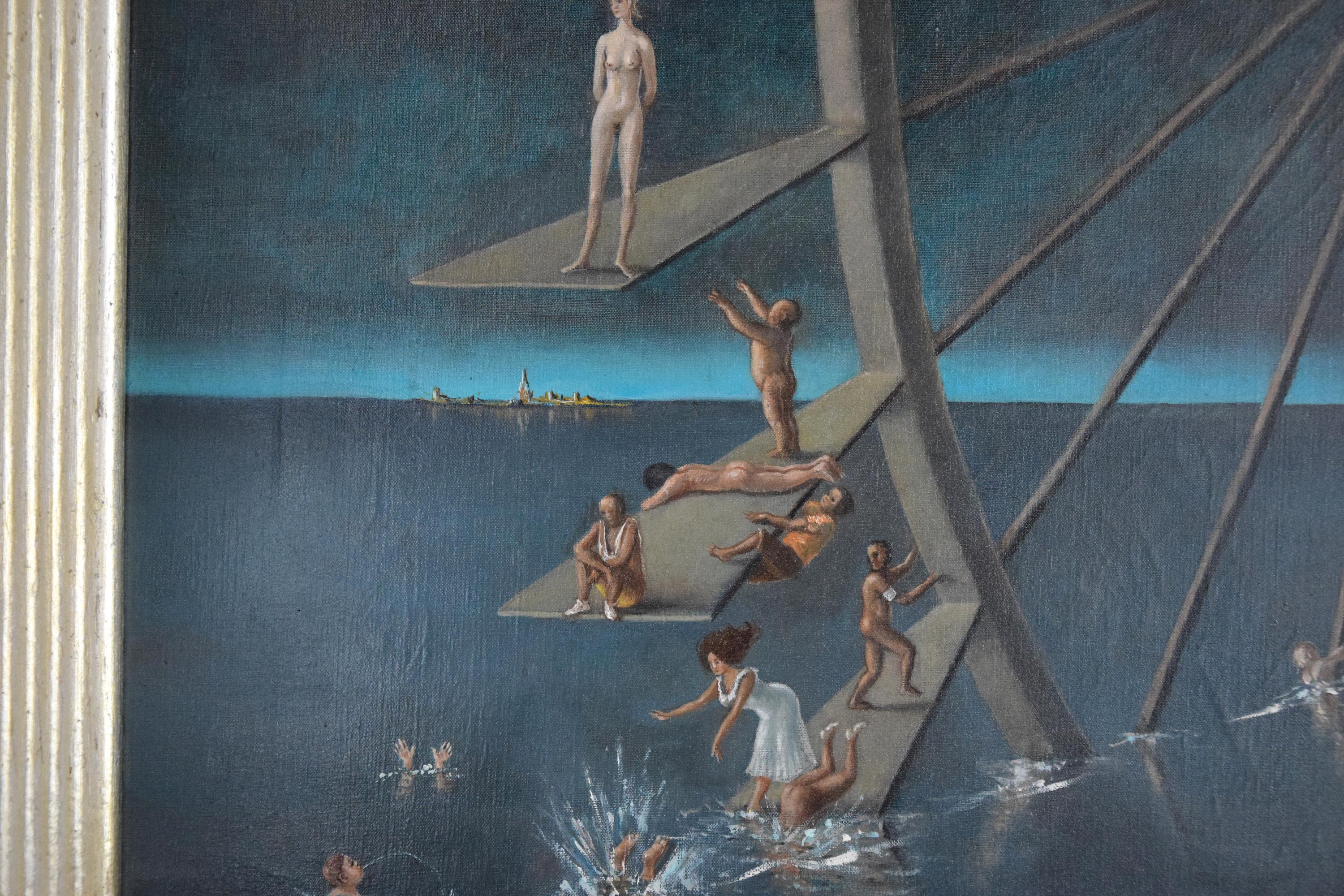 Giochi Acquatici (Water Games) - Oil on Canvas by Stanislao Lepri - 1965 1