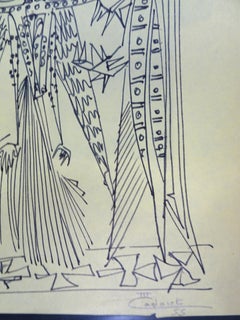 Figures - Original Penmarker on Paper by Michel Cadoret - 1955