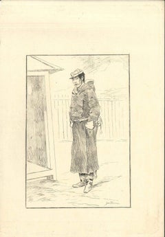 Antique Gendarme - Original Etching on Japan Paper by G. F. Bigot - Tokyo 1886
