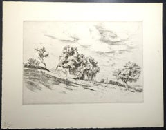 Aldea francesa - Aguafuerte y punta seca originales de Eugène Corneau - Años 30