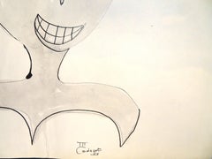 Woman Figure - Original China Ink on Paper by Michel Cadoret - 1955