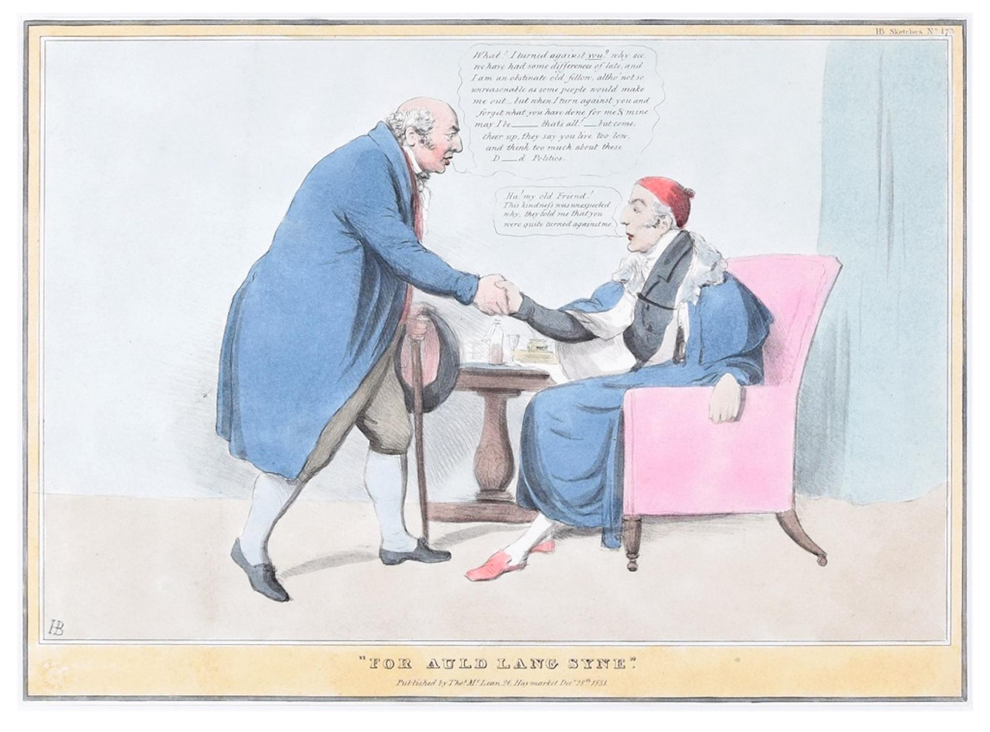John Doyle Figurative Print - For Auld Lang Syne - Lithograph by J. Doyle - 1831