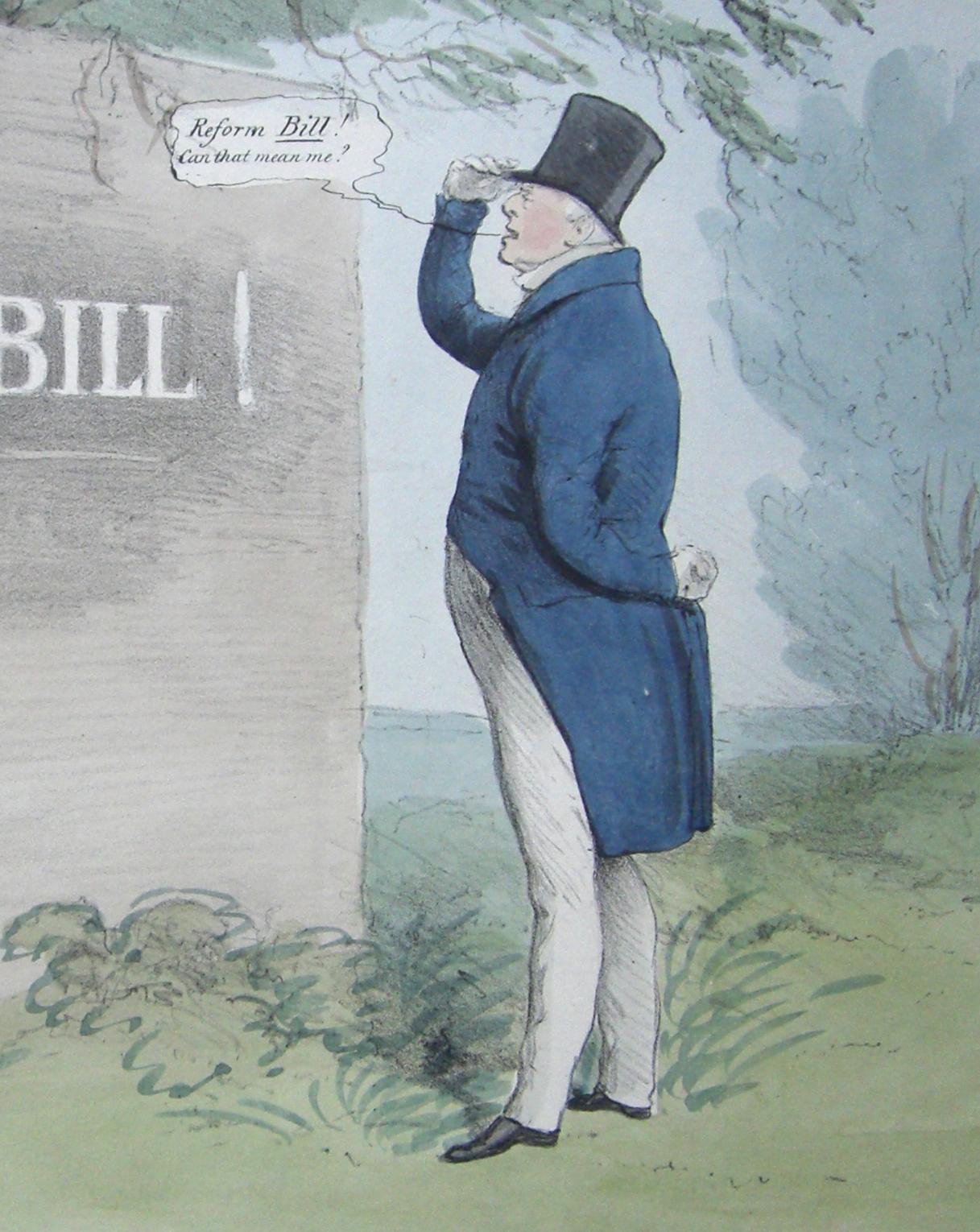 Handwriting Upon the Wall – Reform Bill! - Lithograph by J. Doyle - 1831 - Print by John Doyle