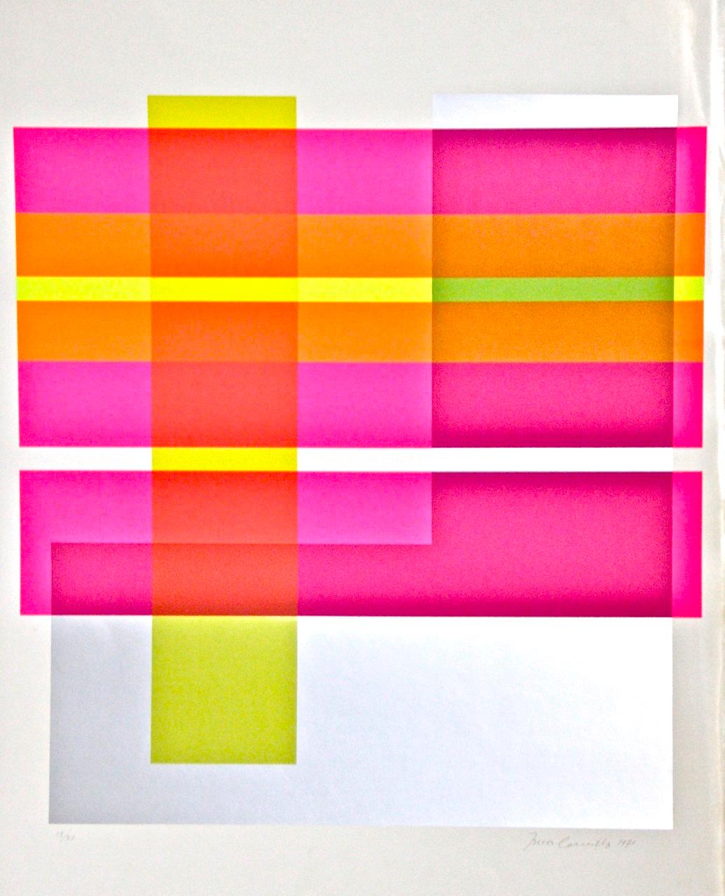 Composition  is an original serigraph realized by Franco Cannilla in 1971.

The artwork is hand-signed in pen by the artist. Edition of 50 prints.

The serigraph is from the print suite "Structures", a rare portfolio realized by Cannilla in the