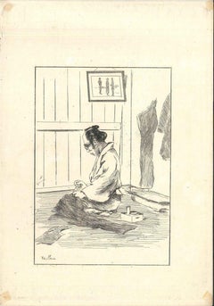 Tailleur - Etching on Japan Paper by G. F. Bigot - Tokyo 1886