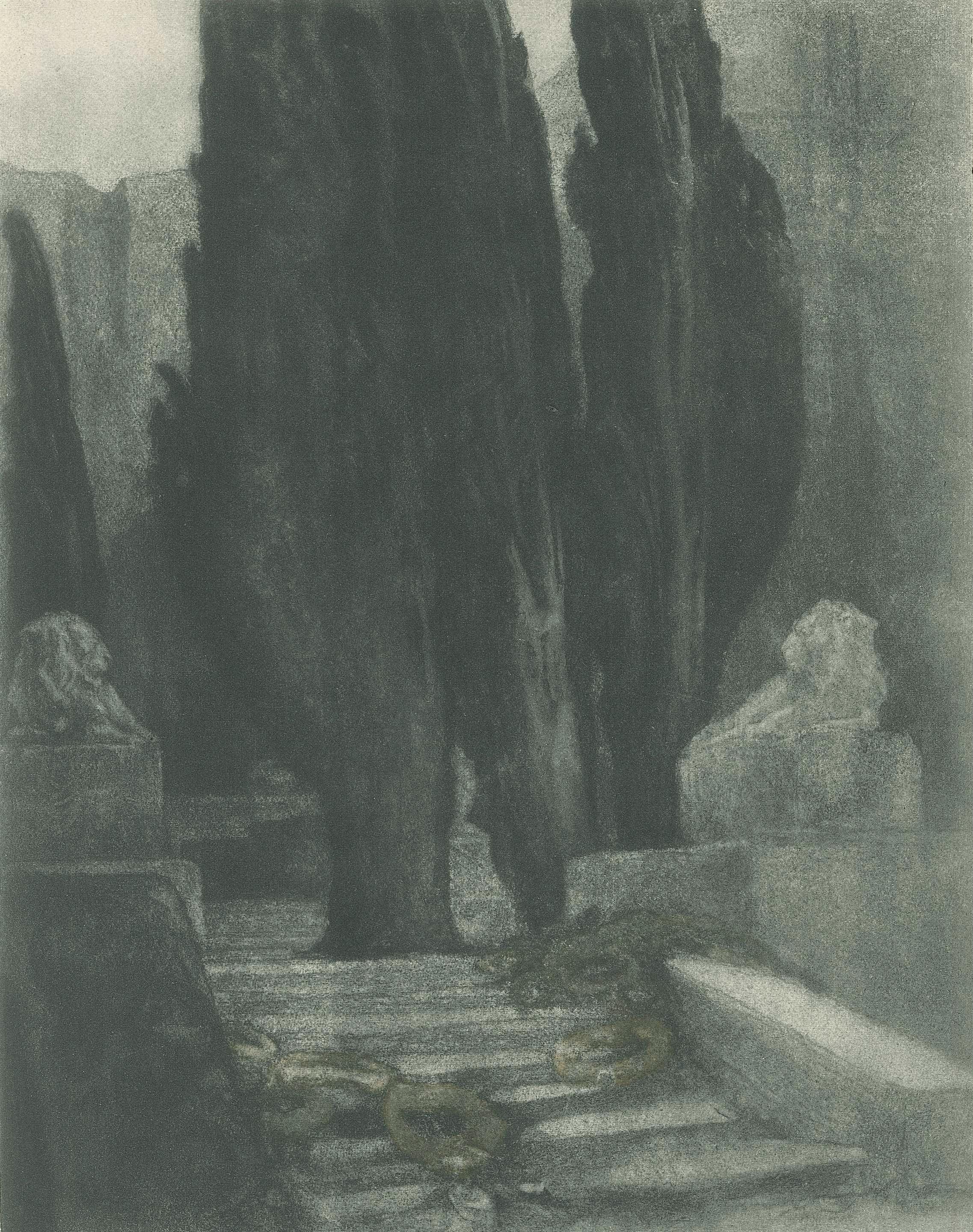 Requiem - Eliografia d'epoca di Franz von Bayros - 1921 ca. - Print di Franz von Bayros (Choisi Le Conin)
