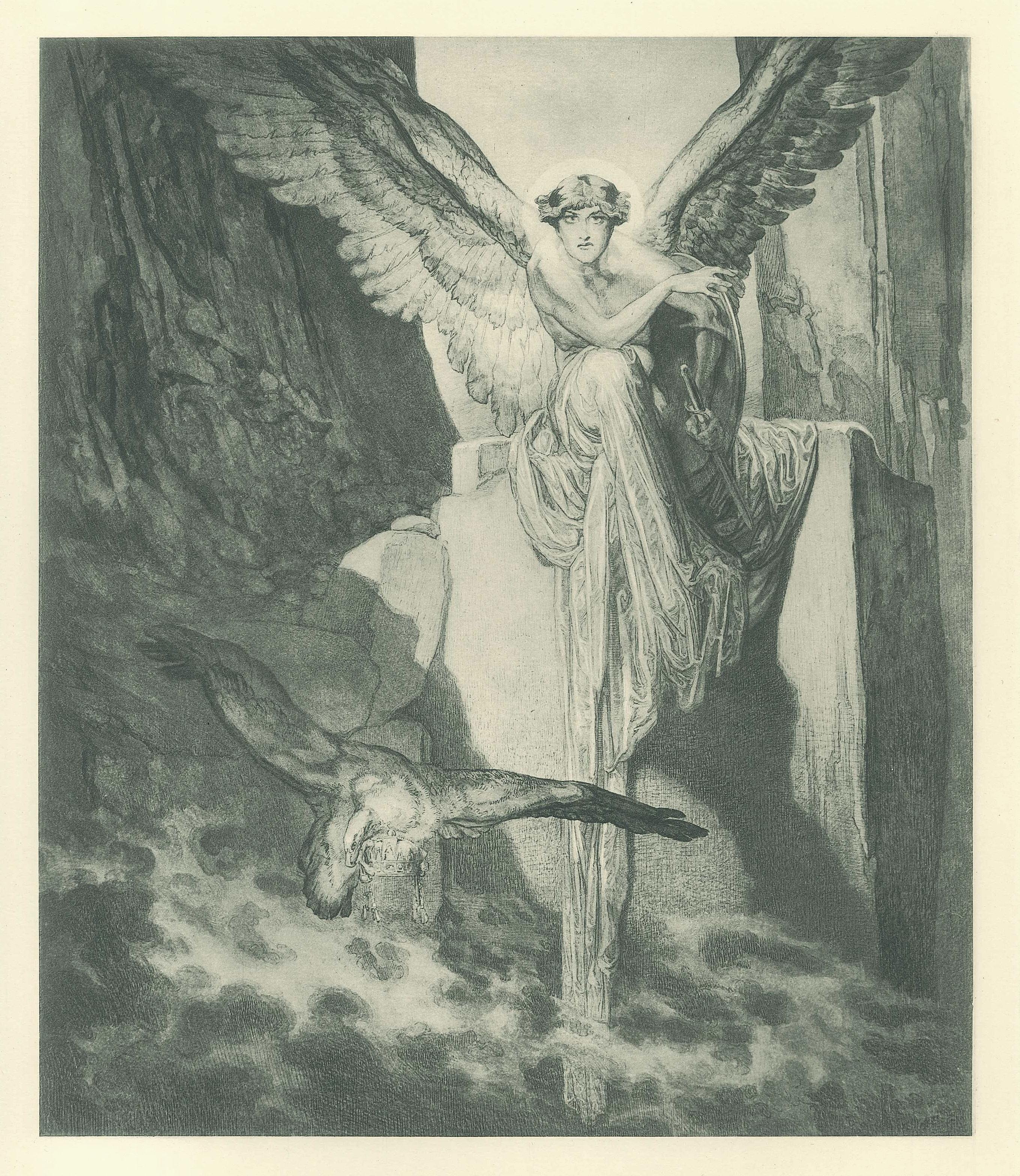 Karpathenwacht - Vintage Héliogravure by Franz von Bayros - 1921 ca. - Print by Franz von Bayros (Choisi Le Conin)
