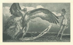 Fall Der Engel - Antique Héliogravure by Franz von Bayros - 1921 ca.