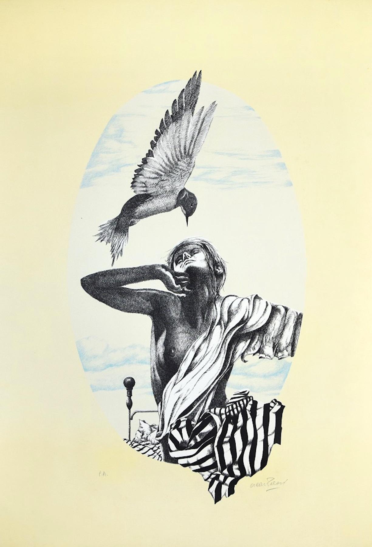 Il Risveglio è una serigrafia originale a colori misti realizzata da Oscar Pelosi negli anni '80.

L'opera è firmata a matita dall'artista in basso a destra. Prova d'artista (P.A. scritta a matita in basso a sinistra).

Buone condizioni.

La