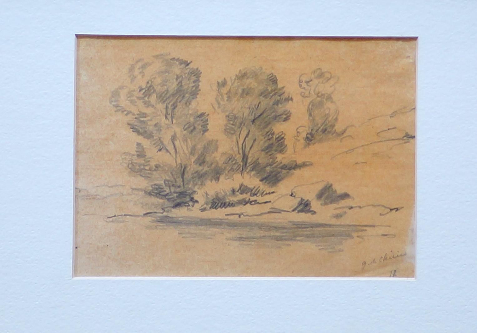 Landscape- Pencil Drawing by Giorgio De Chirico - 1977 For Sale 1