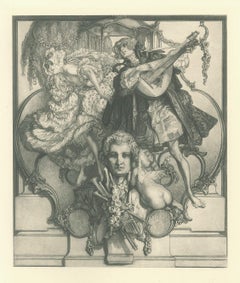 Mozart - Hliogravure vintage de Franz von Bayros - 1921 environ