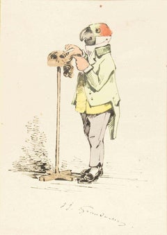 The Stylist - Original Drawing by J.J. Grandville