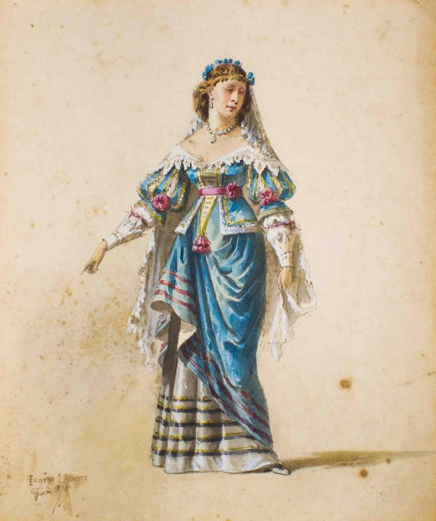 Theatrical Costume for Giuseppe Verdi - Original Watercolor by Eugène Lacoste