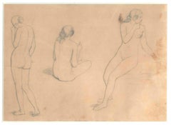 Three Nudes of Women - 19th Century - Nino Costa - Drawing - Modern