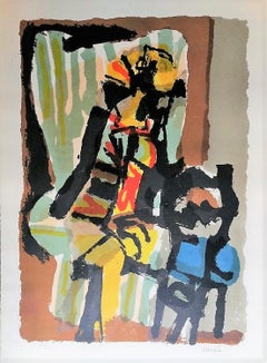 Frau auf Sessel – Radierung von Antonio Scordia – 1950