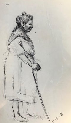 Old Woman - Original Pen and Pencil on Paper by J.L. Rey-Vila