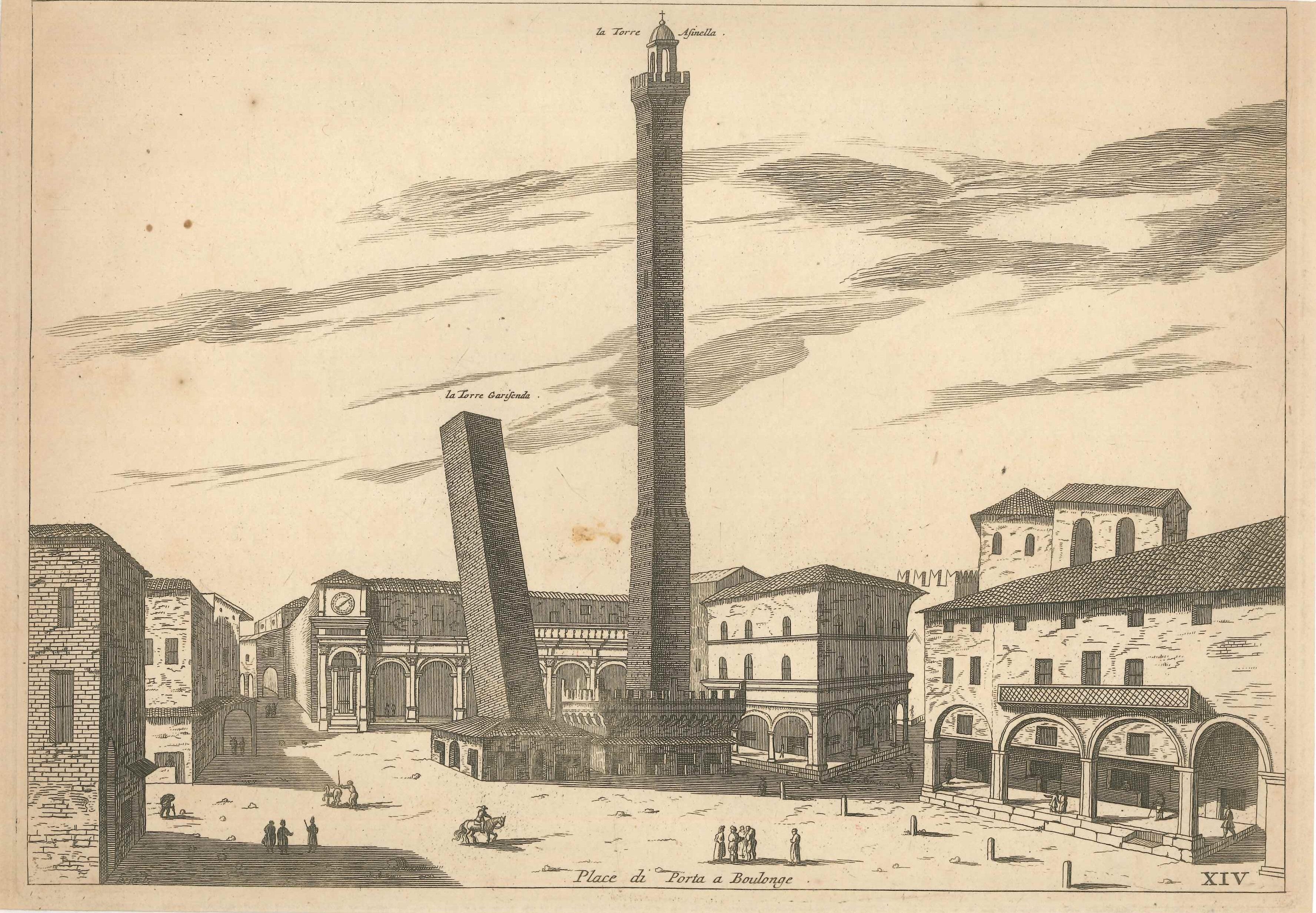 Giovan Battista Falda Figurative Print - Place di Porta a Boulogne -  Original Etching by G.B. Falda