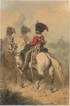 Caballería - Tinta china y acuarela de Theodore Fort - 1844 ca.