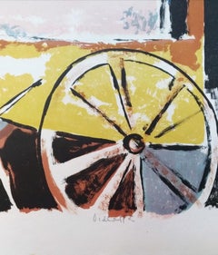 Frau mit Katze – Lithographie von Mariano Villalta, spätes 1900