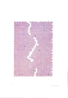Pink Optical Composition - Original Screen Print by Mario Padovan - 1970s