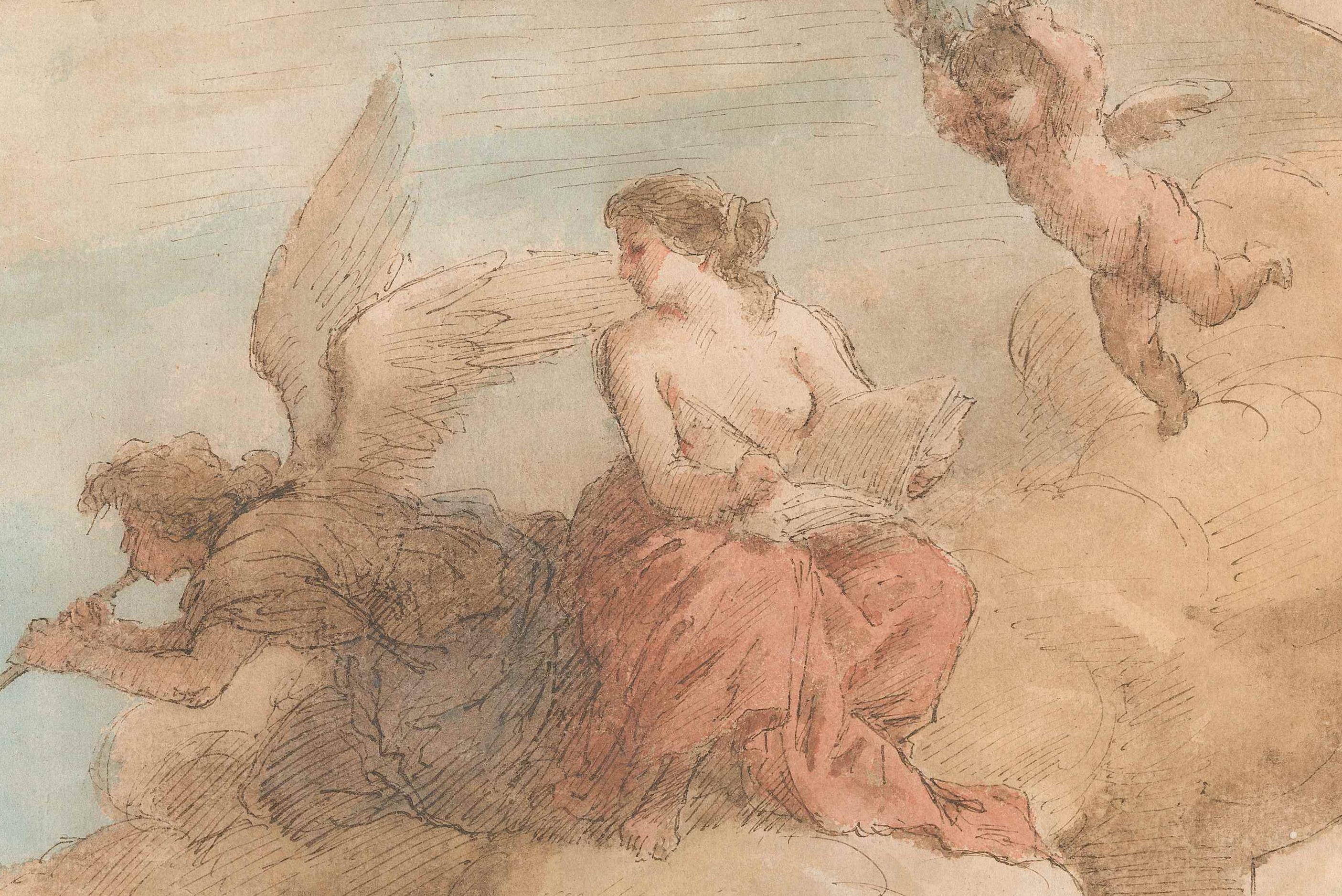 Allegorical Scene - Pen, Brown Ink and watercolor attributed. to J. Amigoni - Mannerist Art by Jacobo Amigoni