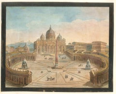 Views of Rome - Original Lithographs and Watercolors - Mid 19th Century