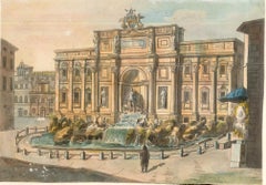 Roman Fountains - Original Lithographs and Watercolors - Mid 19th Century
