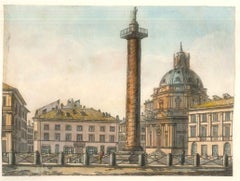 Columes romains - Lithographies et aquarelles originales - Milieu du XIXe siècle