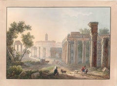 Ancient Ruins - Watercolor by an Italian School Artist of 19th Century
