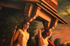 Lebende Schachteln – Ölgemälde von Marco Rossati – 1985, ca.