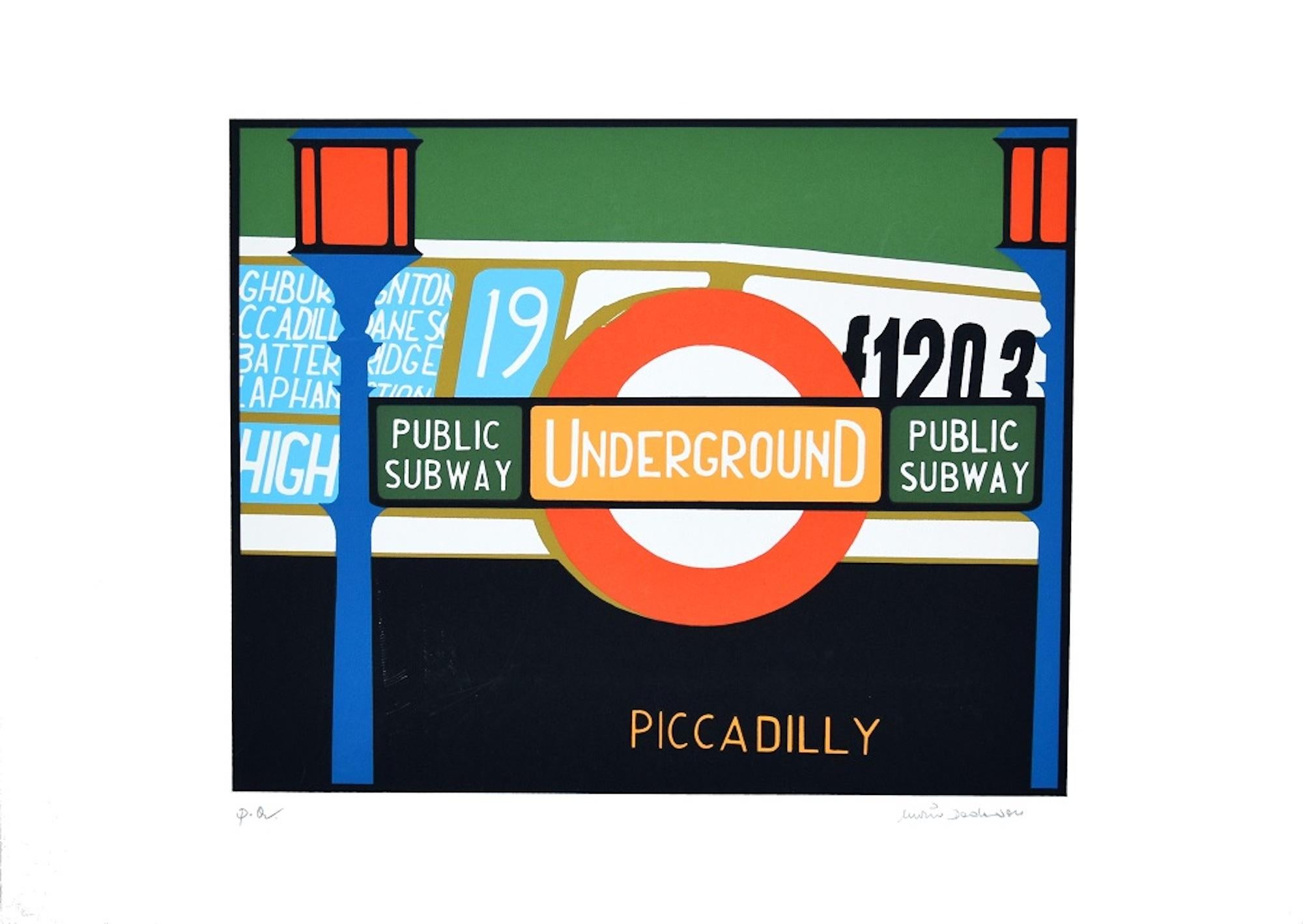 Piccadilly - Original Screen Print by Mario Padovan - 1970s 1