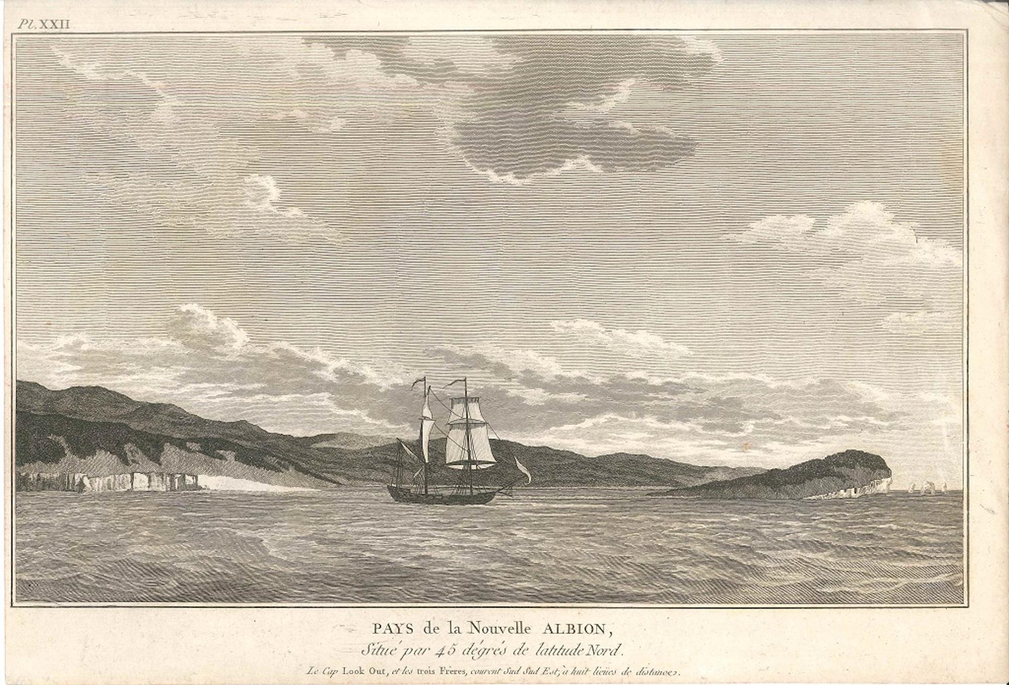 John Meares Figurative Print - Pays de la Nouvelle Albion - Original Etching 1795