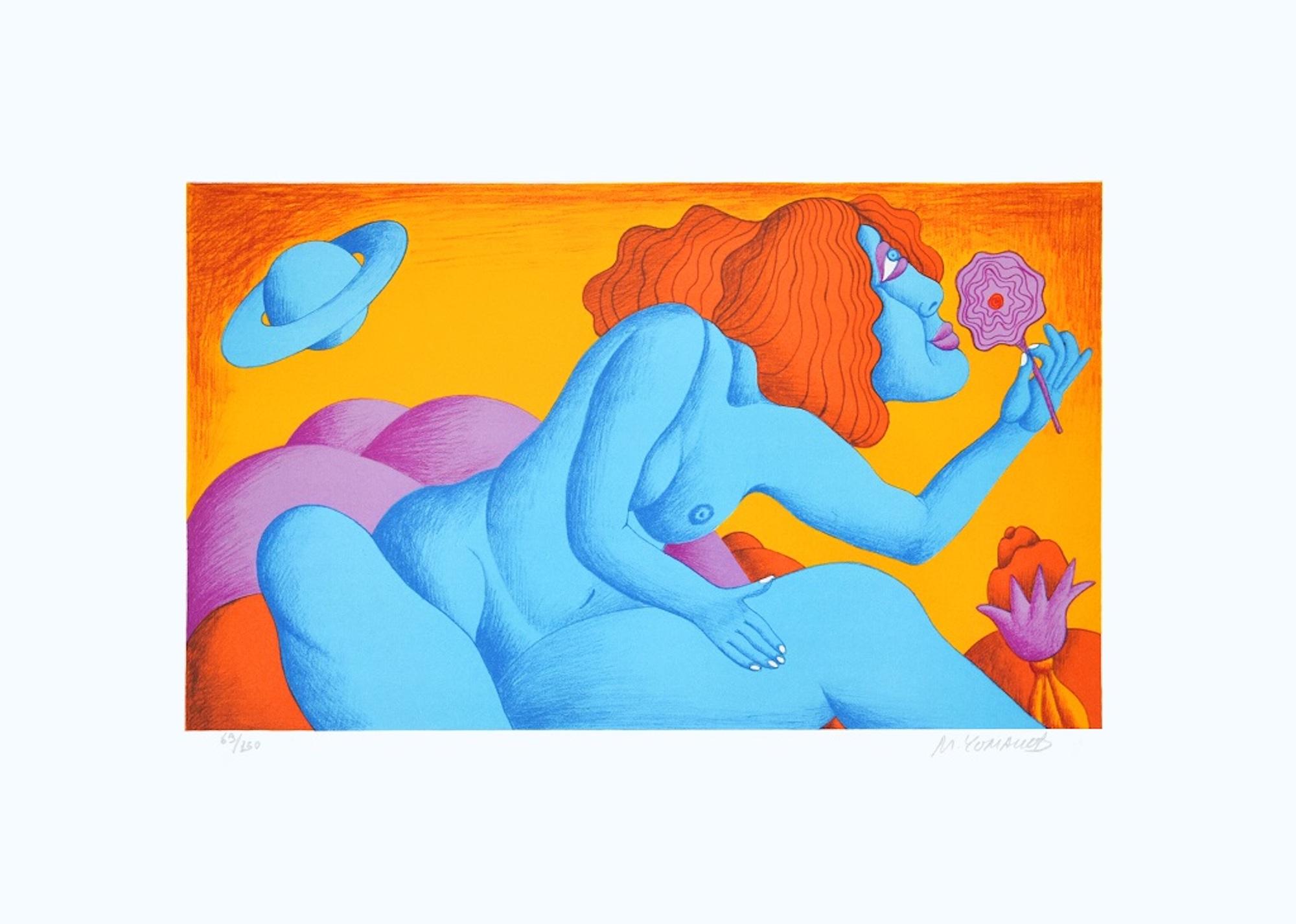 Mujer es una litografía coloreada realizada por el artista Michael Ciomakov en la década de 1970.

Firmado a mano a lápiz en la parte inferior central. Numerado en la parte inferior izquierda. Edición 69/150.

Buen estado, salvo algunas manchas en