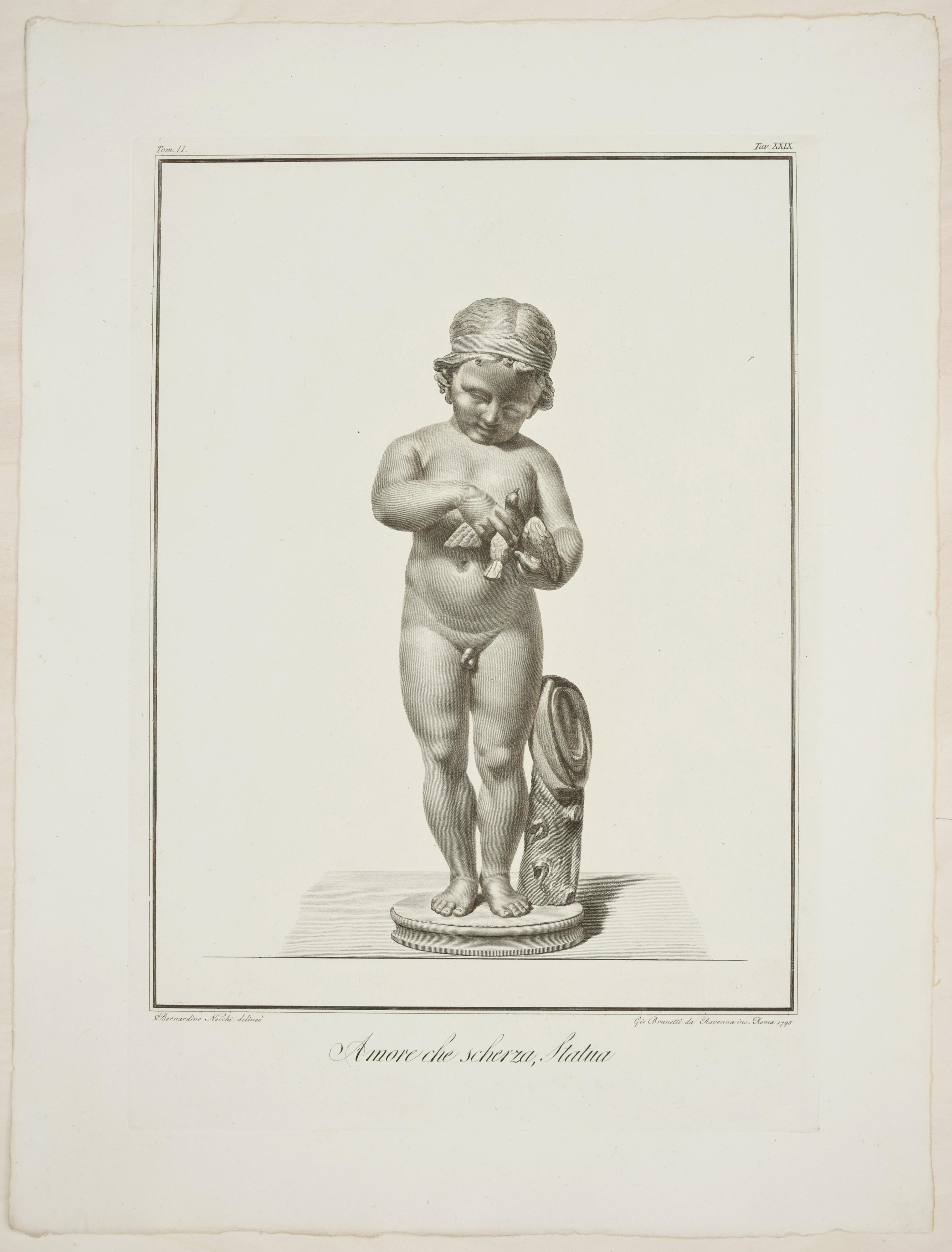 Figurative Print Giovanni Brunetti da Ravenna - Amore Scherza - Gravure originale de G. B. da Ravenna d'après Bernardino Nocchi