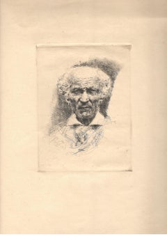 Selbstporträt - Original-Radierung von F.P. Michetti - Anfang des 20. Jahrhunderts