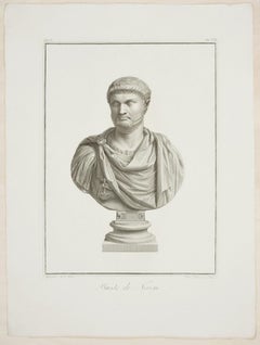 Antique Bust of Nero - Original Etching by P. Fontana After B. Nocchi - 1821