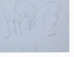 Fawns - Original Pencil Drawing by Ernest Rouart - 1890s