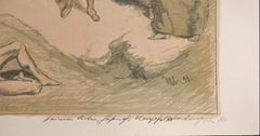 Komposition mit Akt – handkolorierte Lithographie von Max Lingner – 1911