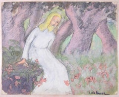Jesus in the Garden - Original Tempera on Paper by Lucie Navier - 1930s