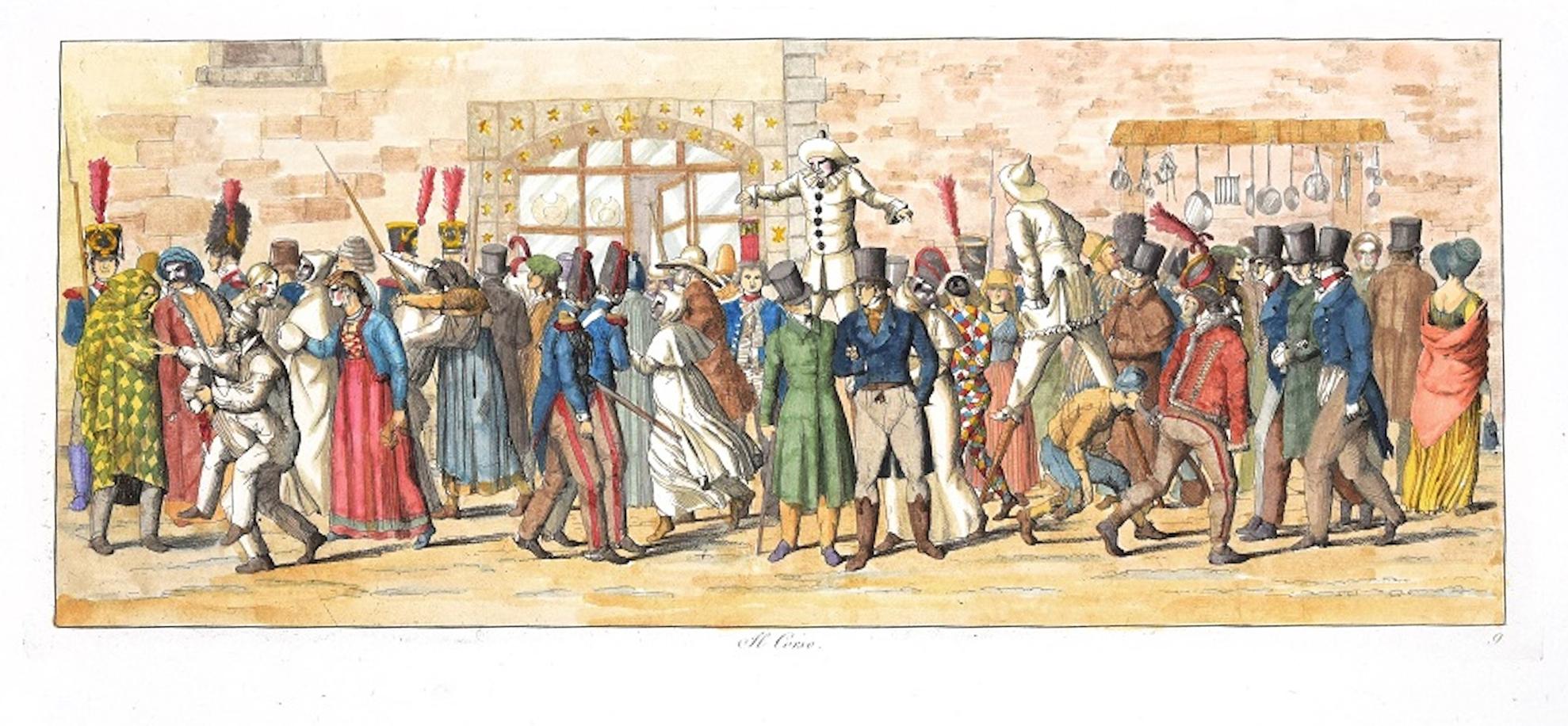 Il Corso - Grabado original de C. G. Hyalmar Morner - 1820 - Print de Carl Gustaf Hyalmar Morner