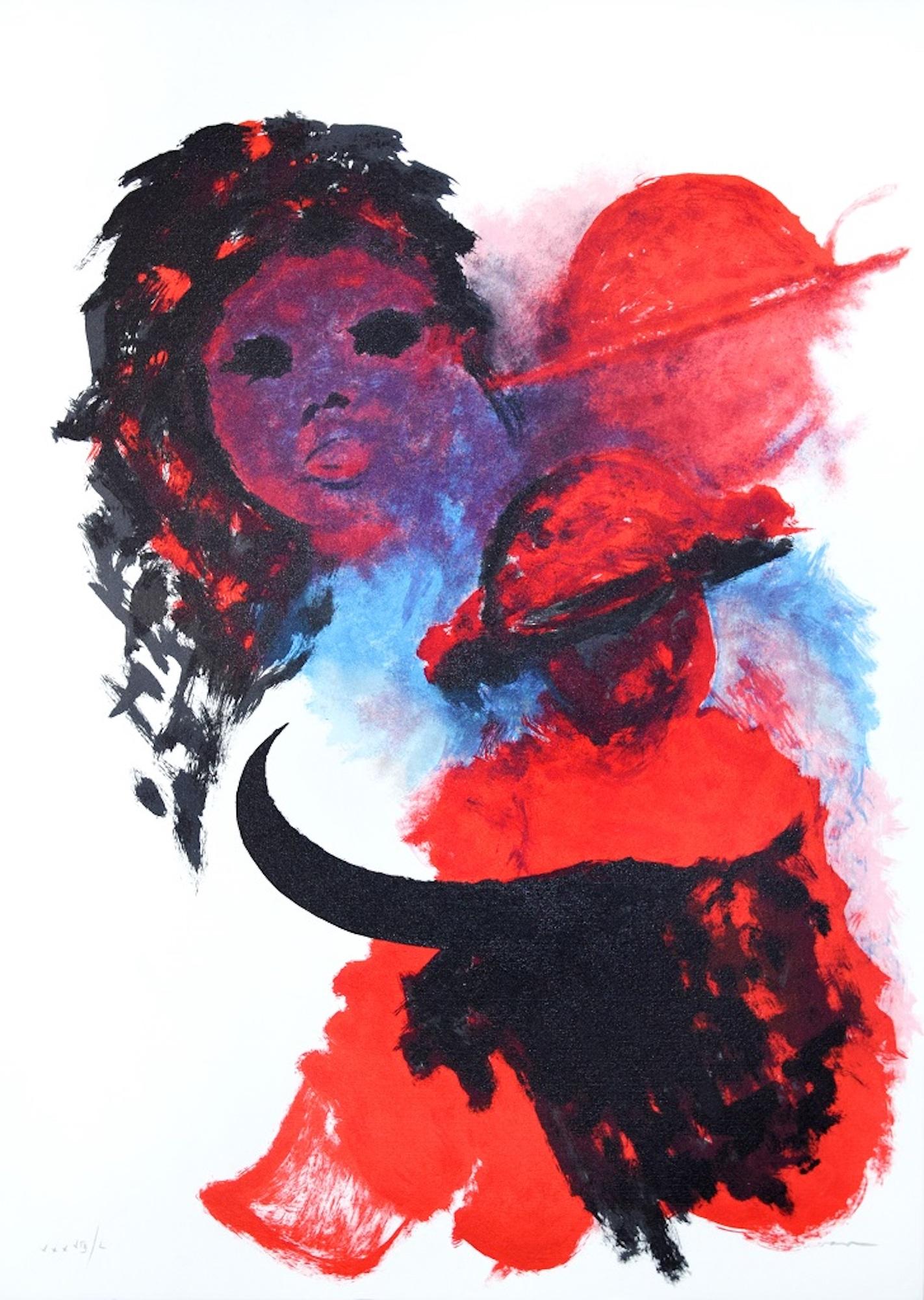 The Spanish Woman - Original Lithograph by José Guevara - 1990s