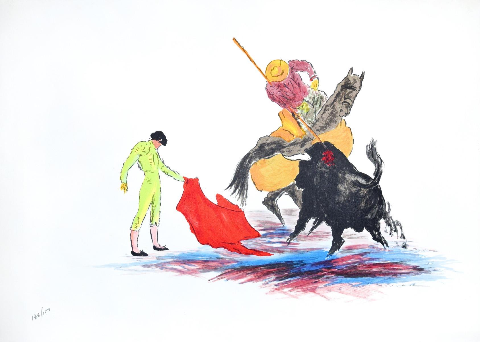 Bullfighter is a very colorful artwork realized by Josè Guevara in the 1990s.

Lithograph on paper. Edited by Fondazione Di Paolo.

The print is hand-signed in pencil on the lower left. Numbered on the lower right. Edition 136/150.

Good conditions,