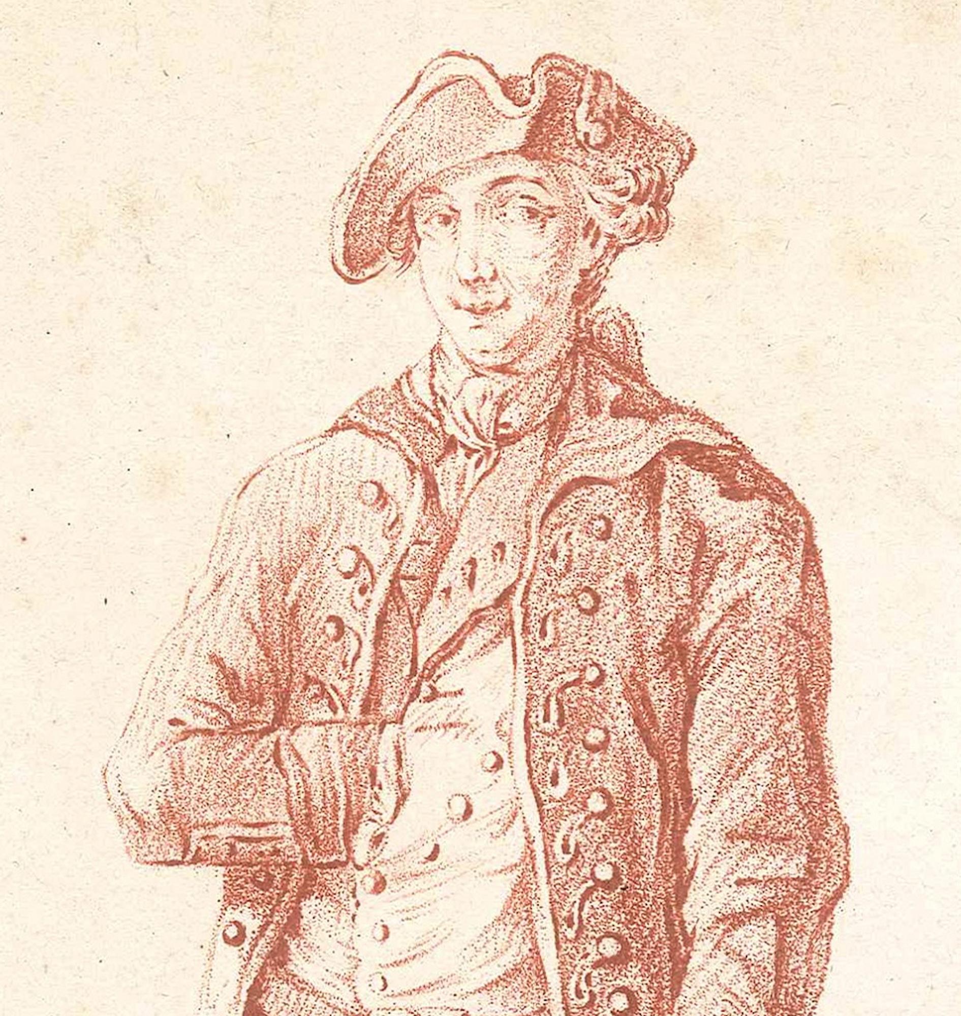 L'Ecuyer - Gravure et Pastel de L-M Bonnet - Fin du 18me sicle - Print de Louis-Marin Bonnet