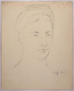 Portrait of Young Woman - Pencil and Pastel Drawing by J. Dreyfus-Stern