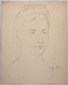 Portrait of Young Woman - Pencil and Pastel Drawing by J. Dreyfus-Stern 