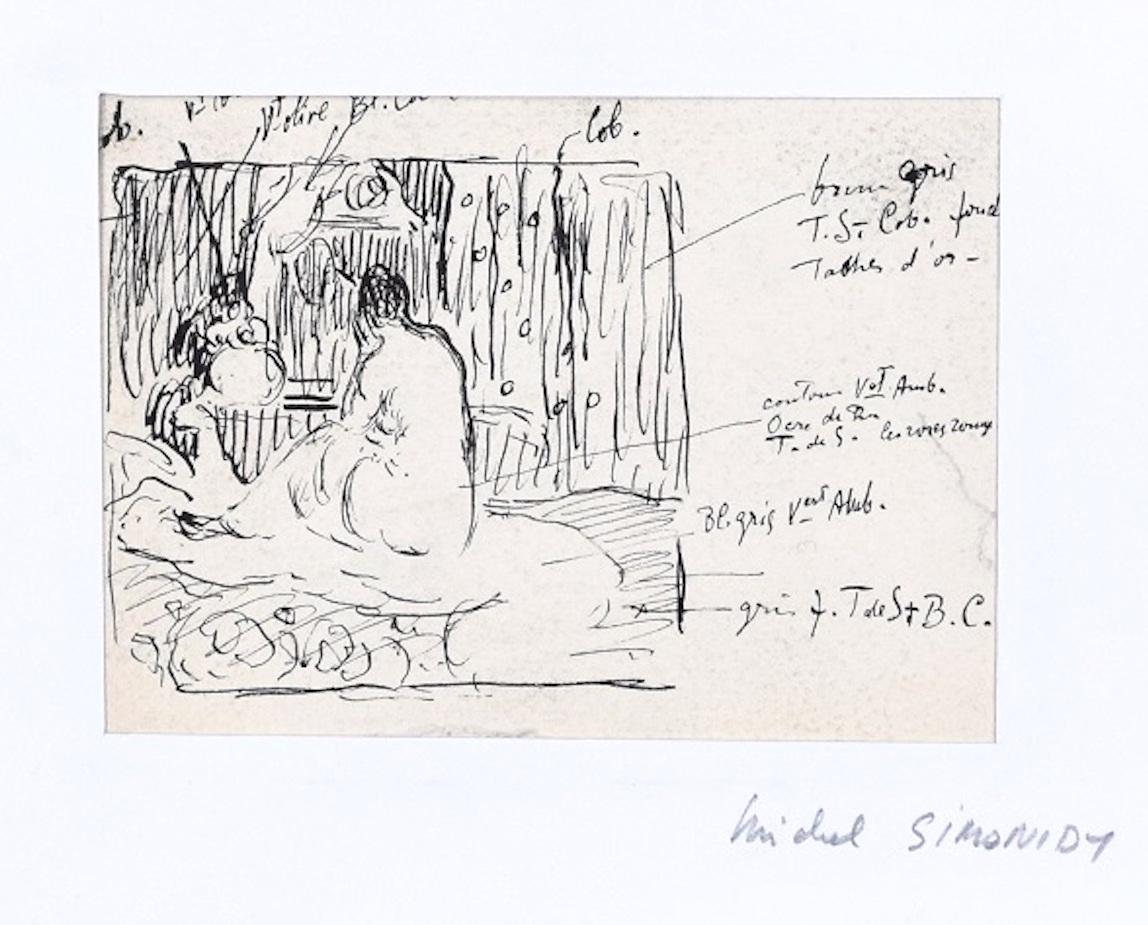 Nude Sketch - Original Pastel by Michel Simonidy - 1910s