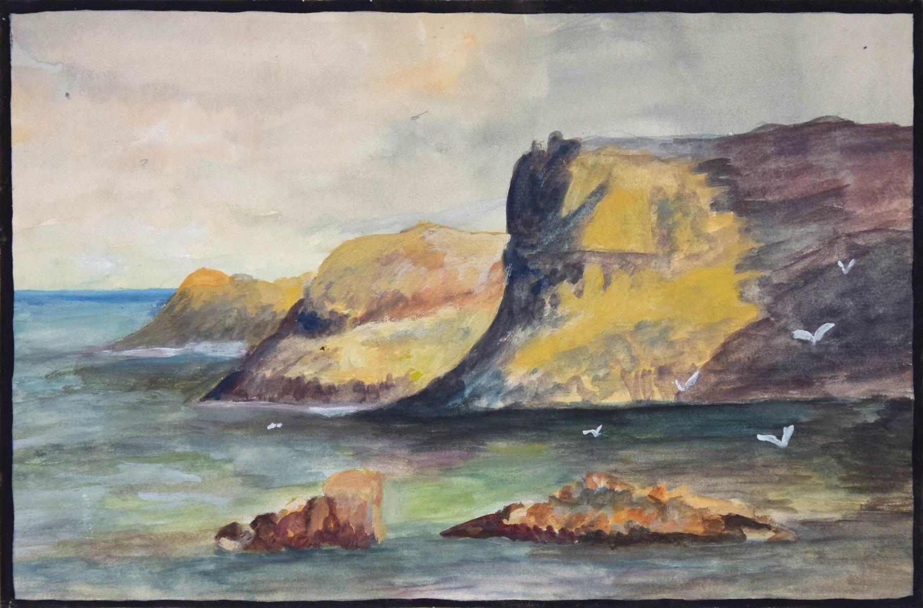 Marine is a painting realized by Lucie Navier in the 1927.

Tempera on paper. 

Mint conditions. 

Impressionistic work realized with a Realistic technique and representing a natural marine landscape with white birds on the right side of the